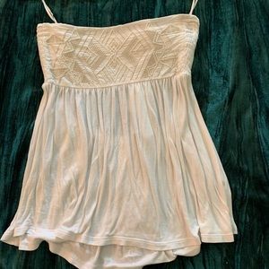 American Eagle Flowy White Strapless Top